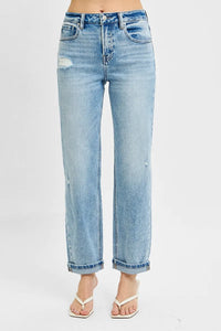 Light blue jeans on a white background