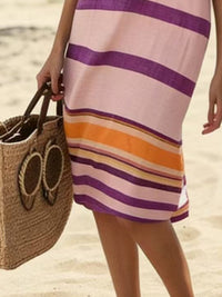 Another close up of the bottom of the purple striped dress