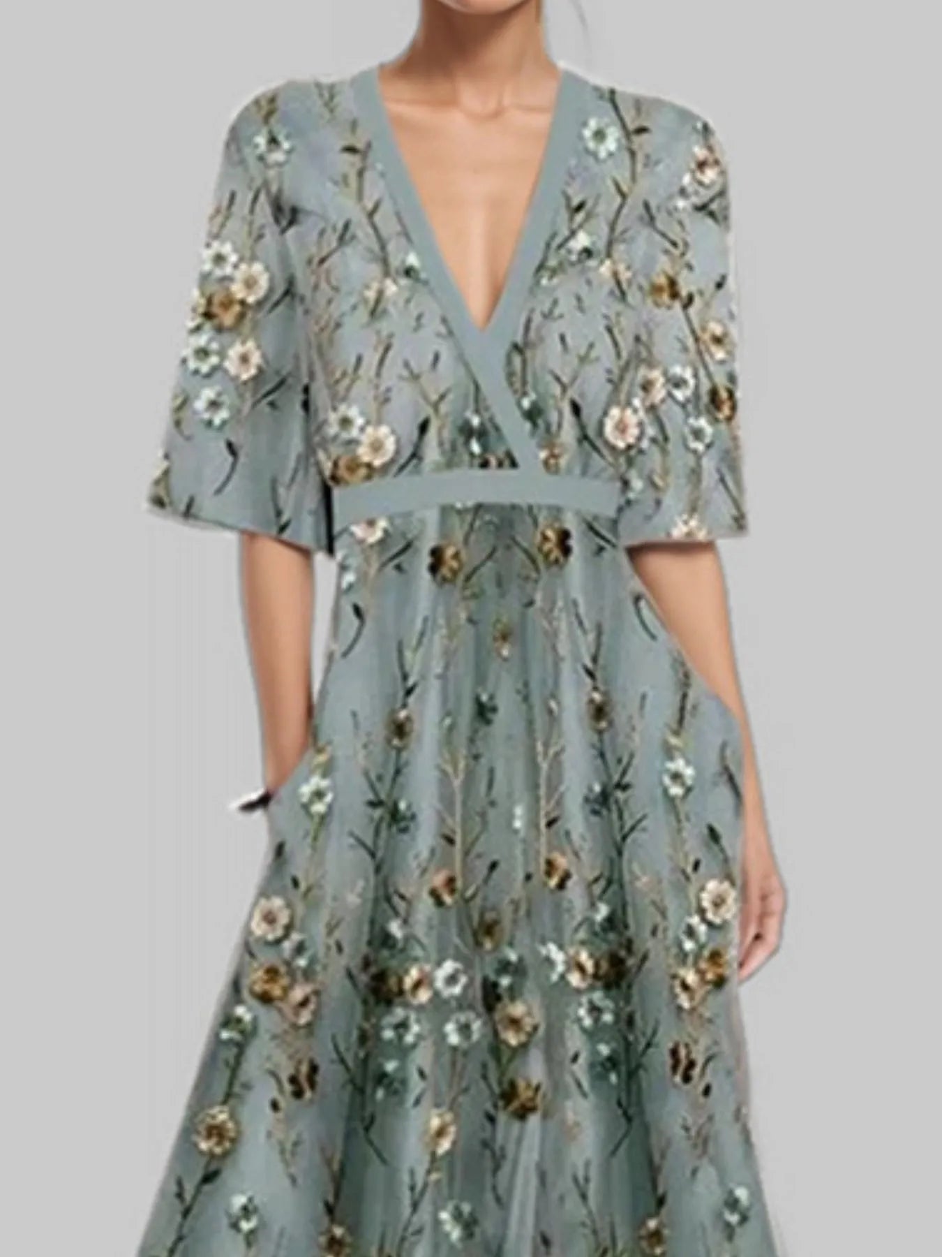 Floral dress with a gray background