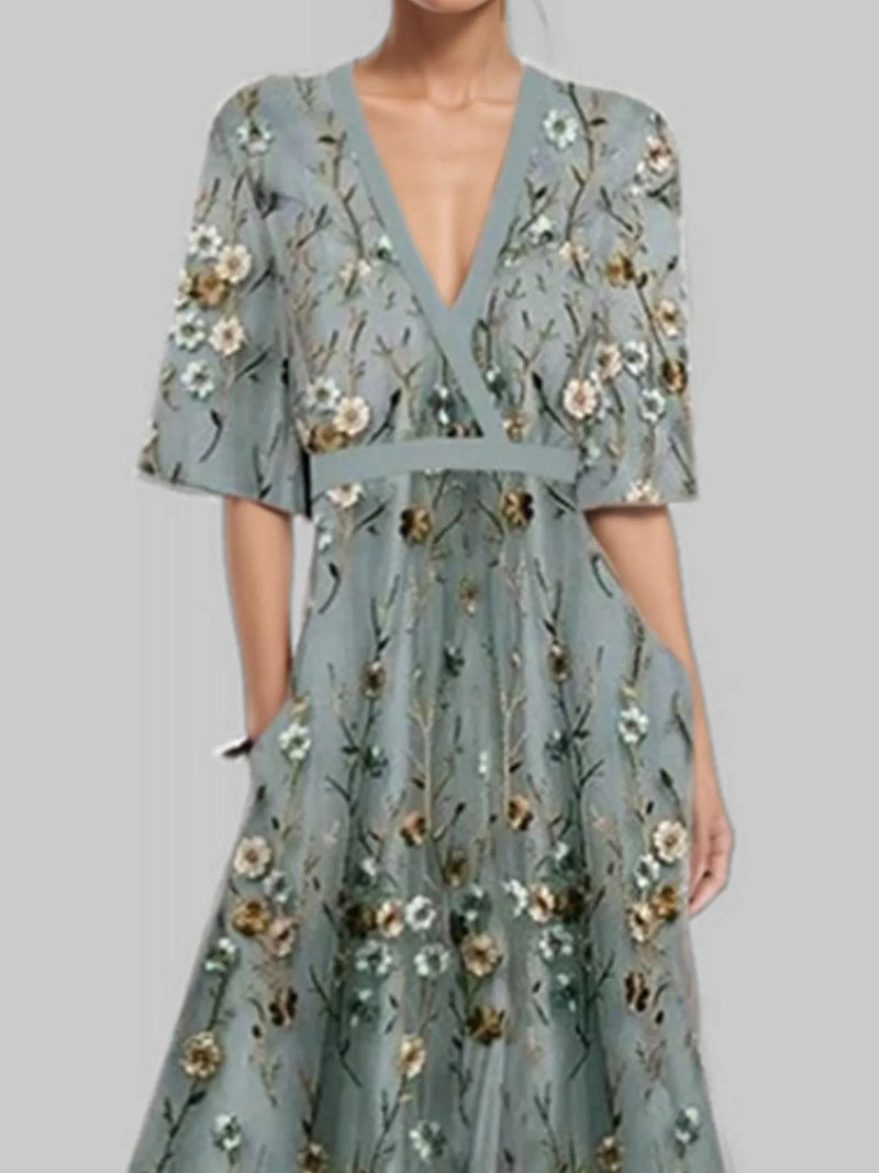 Floral dress with a gray background