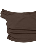 Brown ribbed tank top on a white background