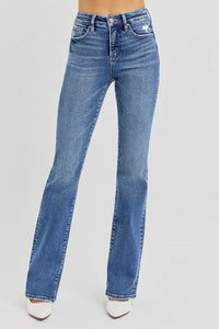 Blue jeans on a plain background