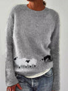 Full Size Sheep Pattern Round Neck Sweater Plus Size
