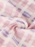 Close-up of pink and purple checkered fabric