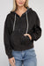 Black fleece zip up hoodie for women