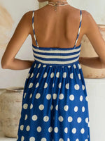 Back view of blue Polka Dot Square Neck Cami Dress
