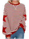 Full Size Star Patch Striped Oversized Sweatshirt Plus Size