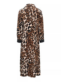 Leopard print dress with long sleeves on a white background