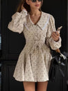 Women's Floral Print Puff Sleeve Button-Down Mini Dress