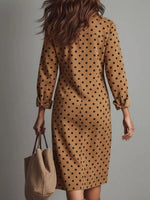 Back view of Polka Dot Button-Down Midi Dress 