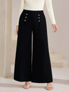 Plus Size High Waist Wide Leg Button Decor Pants