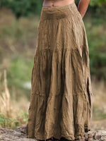 Long, tiered skirt in a natural setting