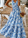 Womens Floral Print Maxi Dress with Spaghetti Straps