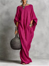Loose Fit Boat Neck Maxi Dress For Ladies
