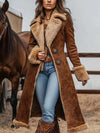 Full Size Vintage-Inspired Faux Suede Shearling Long Coat Plus Size
