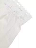 White lace trim on a white background