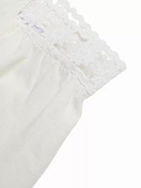White lace trim on a white background
