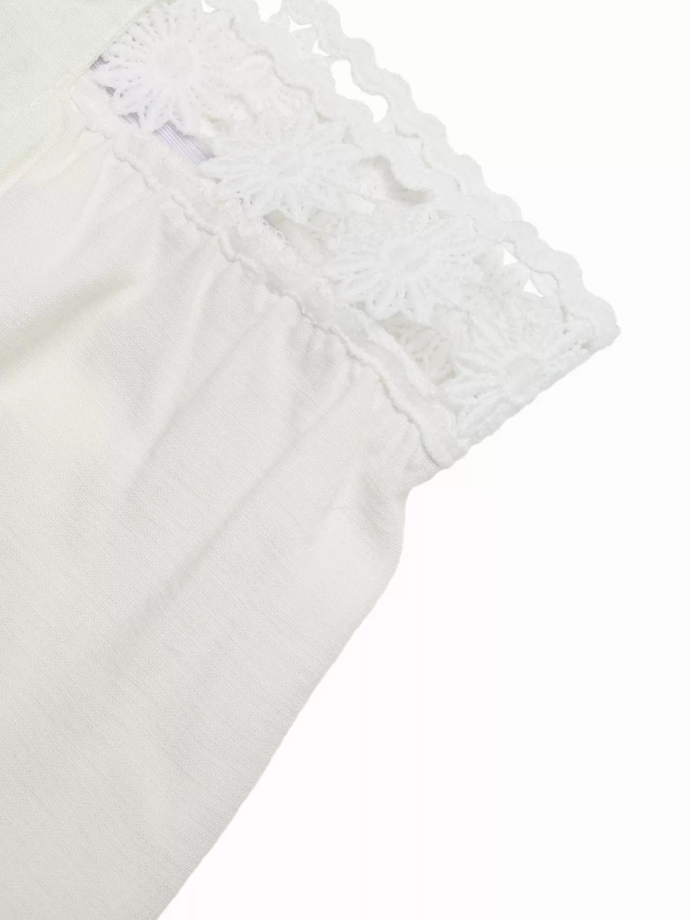 White lace trim on a white background