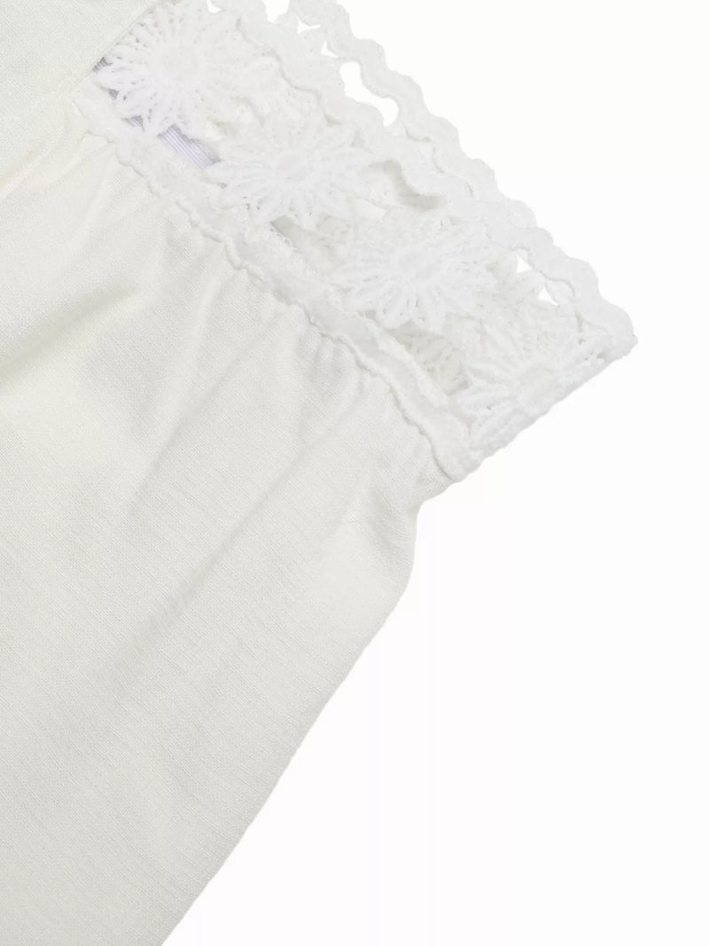 White lace trim on a white background