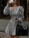 Floral Print Puff Sleeve Button-Down Mini Dress