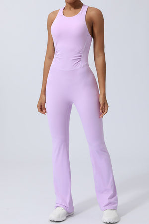 Purple Crisscross Wide Strap Sleeveless Jumpsuit