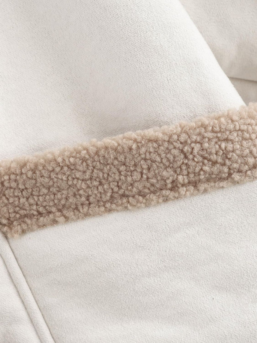 Fuzzy Collared Neck Long Sleeve Jacket
