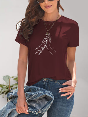 Front view of Graphic Round Neck Short Sleeve T-Shirt