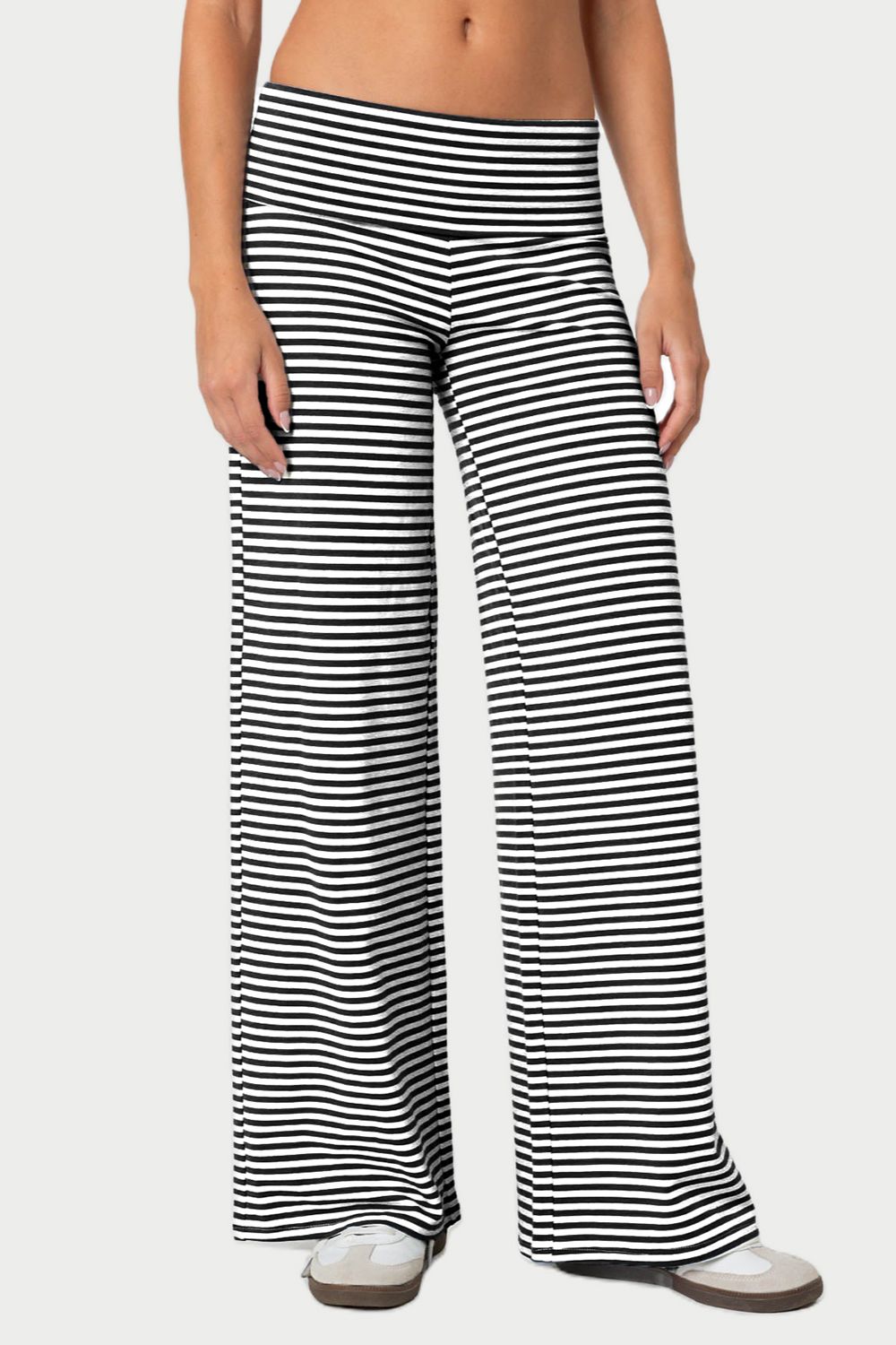 Black Striped Wide Leg Pants