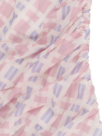 Close-up of pink and purple patterned fabric