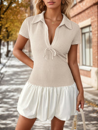 Woman wearing a white dress with a blurred background