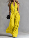 Zip Front Sleeveless Wide Leg Jumpsuit