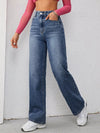High-Waisted Wide-Leg Washed Jeans