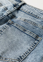 Zoom in view of the back pocket  Washed Wide Leg Jeans with Pockets 