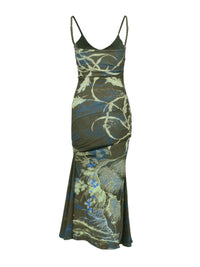 Green floral dress on a white background