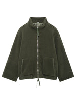 Green fleece jacket on a white background