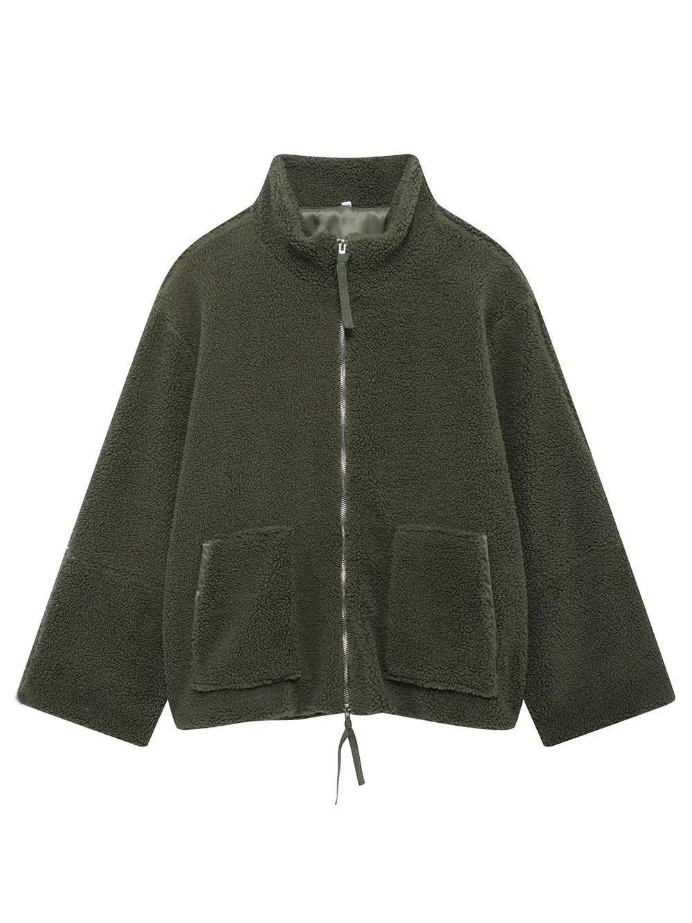 Green fleece jacket on a white background