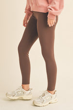 Left side view of Yelete Full Size Fleece Lined High Waisted Leggings