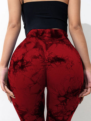 Close up view of the back of red Tie-Dye High Waist Active Leggings