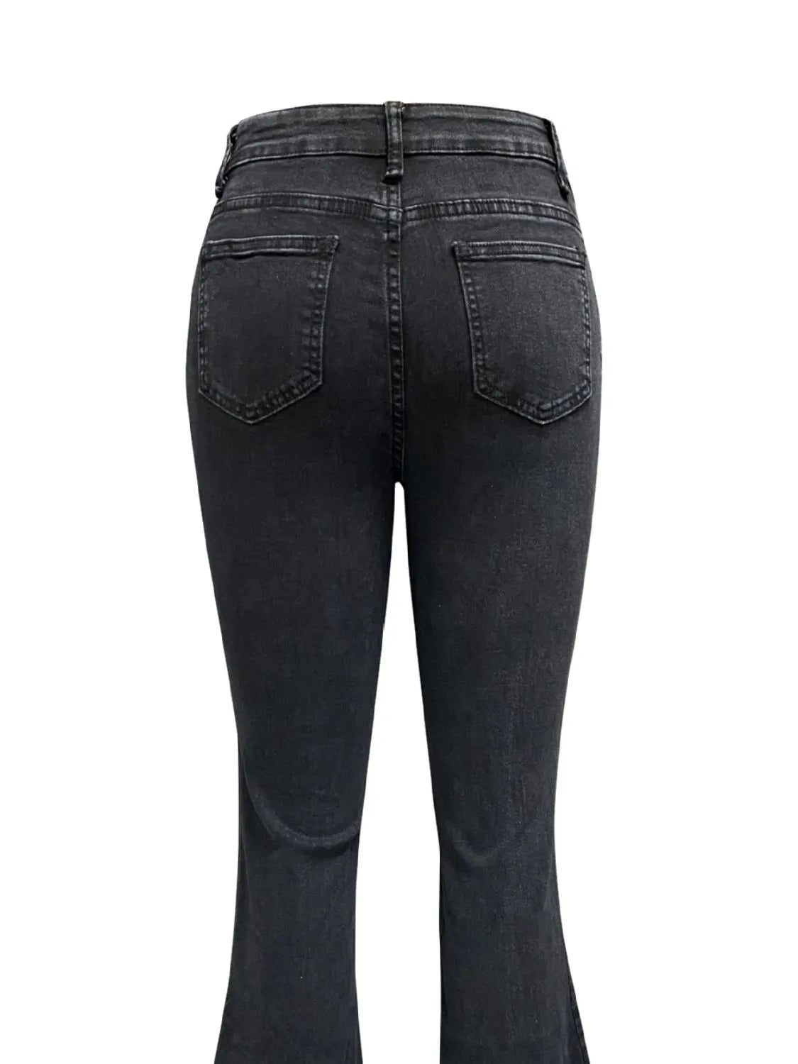 Black jeans shown from the back on a white background