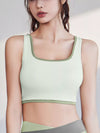 Contrast Trim Scoop Neck Active Bra