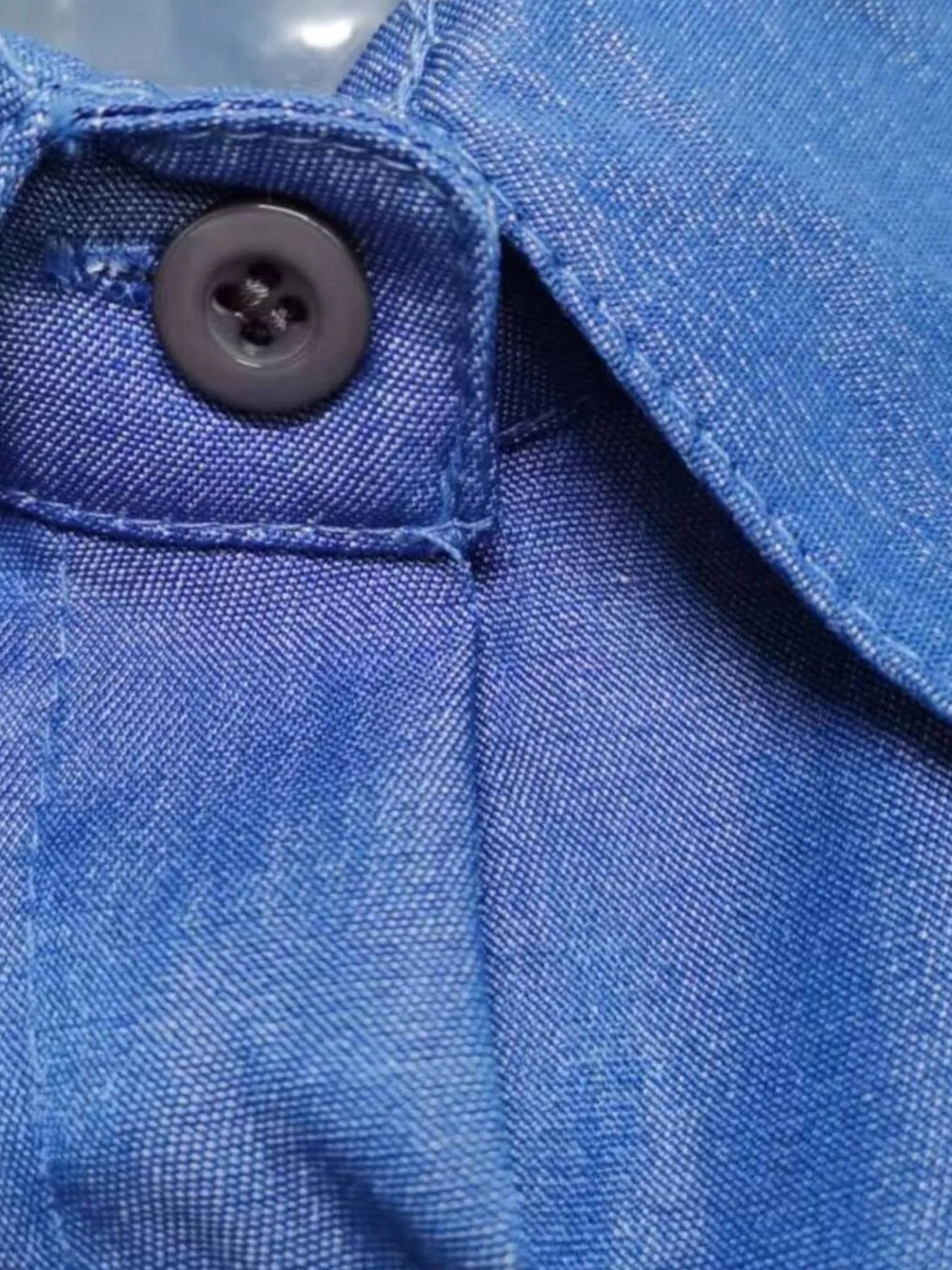 Close-up of a blue fabric with a button