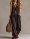 V-Neck Sleeveless Wide Leg Jumpsuit