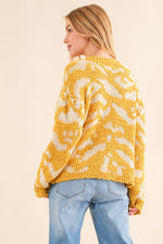 Back of And The Why Full Size Textured Pattern Contrast Sweater