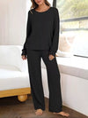 Relaxed Fit Ribbed Knit Top and Pants Set