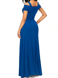 Blue evening gown on a white background