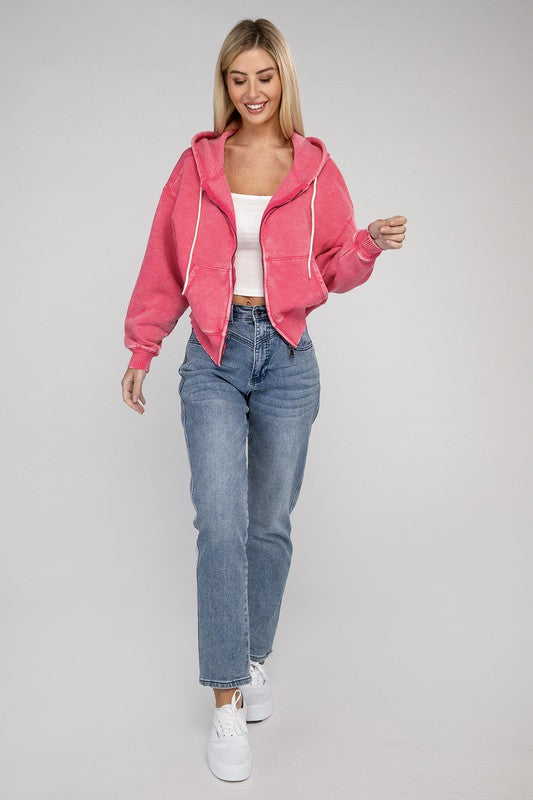 Compare women&#39;s pink Cropped Zip-Up Hoodie
