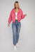 Women's pink Fleece Cropped Zip-Up Hoodie
