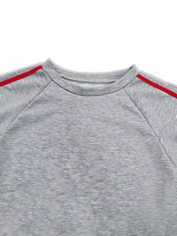 Gray sweatshirt with red accents on a white background