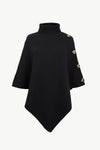 Turtleneck Buttoned Poncho For Women