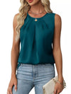 Women's Pleated Round Neck Tank Top